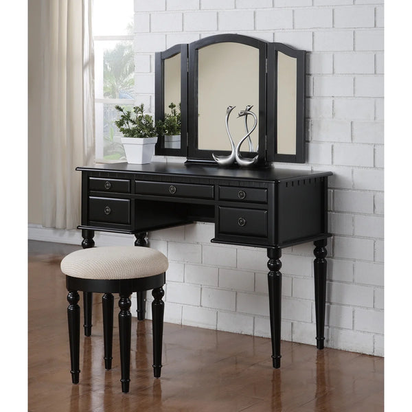 Torrance Modern Vanity Table with Mirror & Storage.  Wooden Bazar