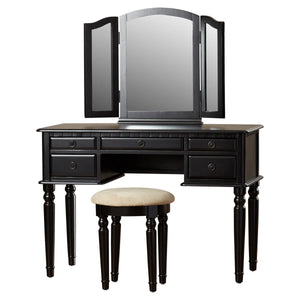 Torrance Modern Vanity Table with Mirror & Storage.  Wooden Bazar