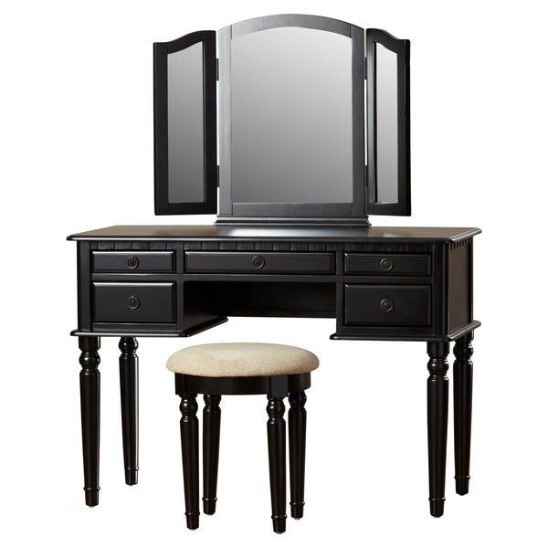 Torrance Modern Vanity Table with Mirror & Storage.  Wooden Bazar