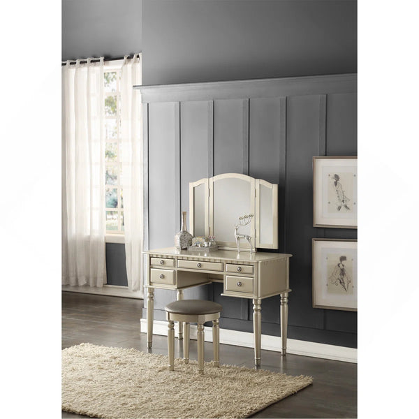 Torrance Modern Vanity Table with Mirror & Storage.  Wooden Bazar