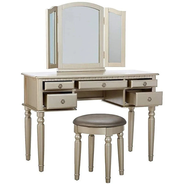 Torrance Modern Vanity Table with Mirror & Storage.  Wooden Bazar