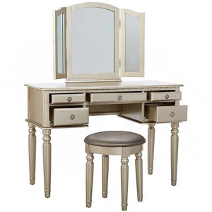 Torrance Modern Vanity Table with Mirror & Storage.  Wooden Bazar