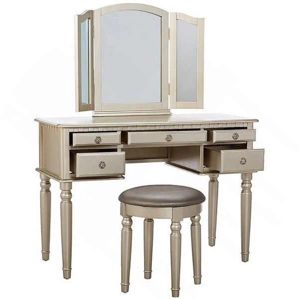 Torrance Modern Vanity Table with Mirror & Storage.  Wooden Bazar