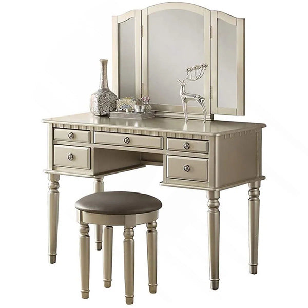 Torrance Modern Vanity Table with Mirror & Storage.  Wooden Bazar
