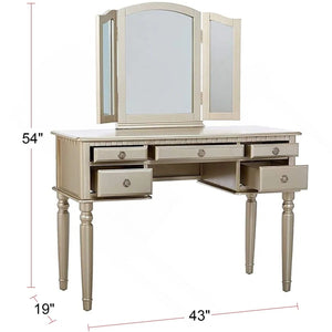 Torrance Modern Vanity Table with Mirror & Storage.  Wooden Bazar