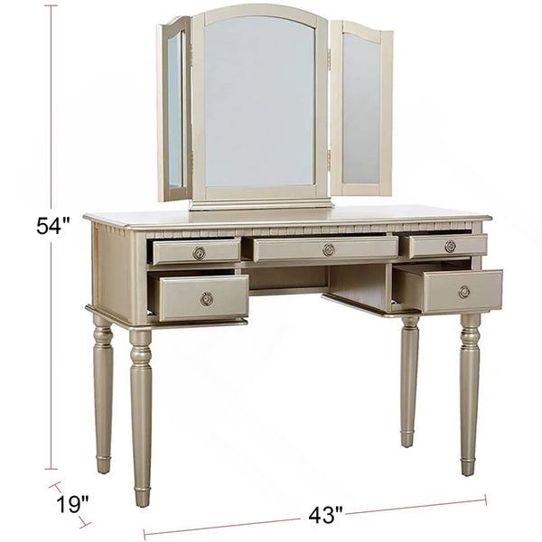 Torrance Modern Vanity Table with Mirror & Storage.  Wooden Bazar