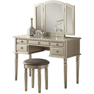 Torrance Modern Vanity Table with Mirror & Storage.  Wooden Bazar