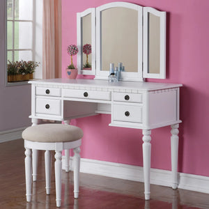 Torrance Modern Vanity Table with Mirror & Storage.  Wooden Bazar