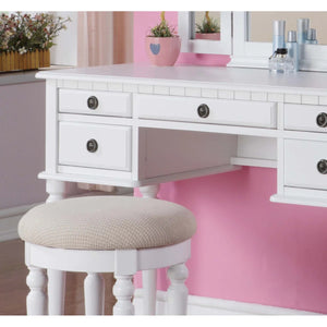 Torrance Modern Vanity Table with Mirror & Storage.  Wooden Bazar