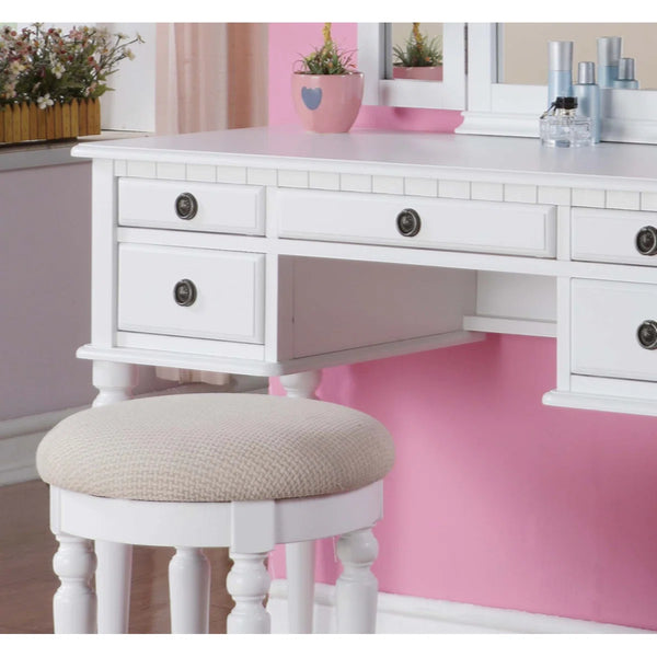 Torrance Modern Vanity Table with Mirror & Storage.  Wooden Bazar