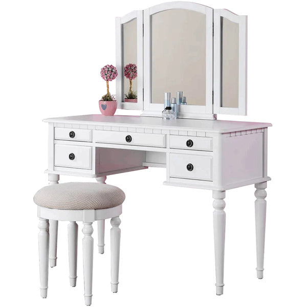 Torrance Modern Vanity Table with Mirror & Storage.  Wooden Bazar