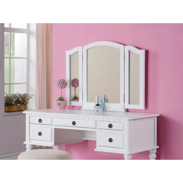Torrance Modern Vanity Table with Mirror & Storage.  Wooden Bazar