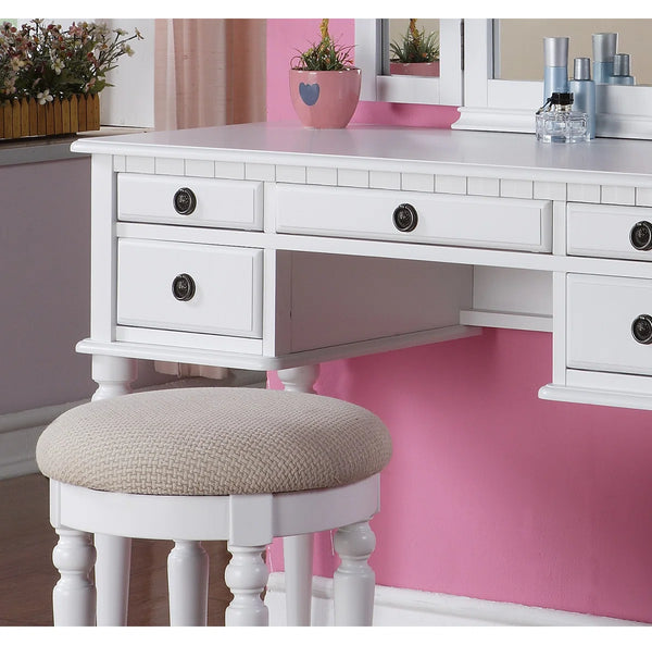 Torrance Modern Vanity Table with Mirror & Storage.  Wooden Bazar
