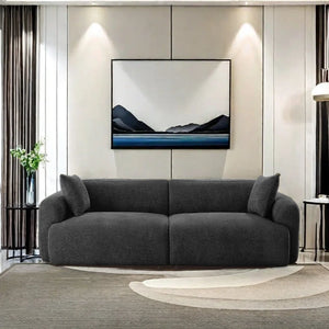 Bouclé Upholstered Sofa with Deep Seating, Stain-Resistant Modern Cloud Style Couch