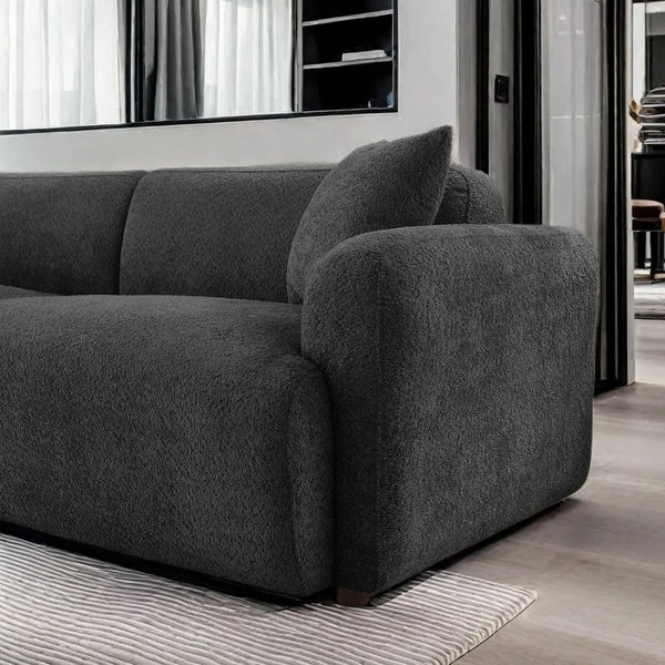 Bouclé Upholstered Sofa with Deep Seating, Stain-Resistant Modern Cloud Style Couch