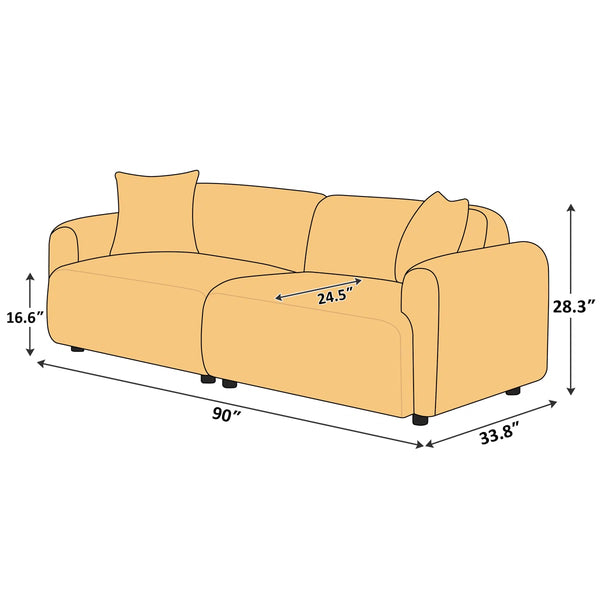 Bouclé Upholstered Sofa with Deep Seating, Stain-Resistant Modern Cloud Style Couch