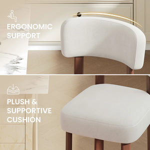 Set of 2 Upholstered Counter-Height Bar Stools with Solid Rubberwood Frames  Wooden Bazar