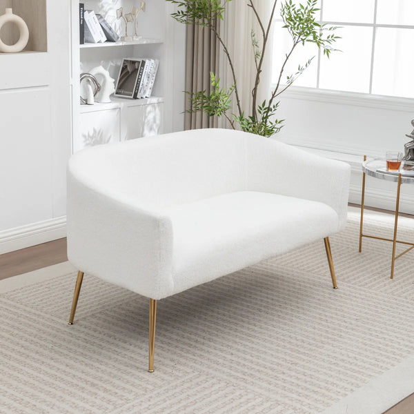 Upholstered Faux Fur Loveseat  Wooden Bazar