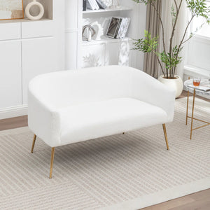 Upholstered Faux Fur Loveseat  Wooden Bazar