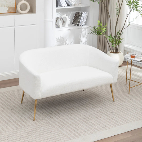 Upholstered Faux Fur Loveseat  Wooden Bazar