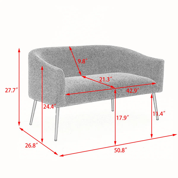 Upholstered Faux Fur Loveseat  Wooden Bazar