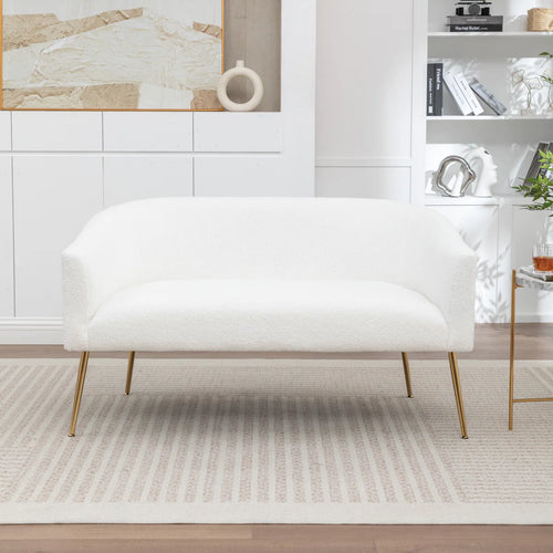 Upholstered Faux Fur Loveseat  Wooden Bazar