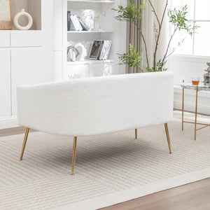 Upholstered Faux Fur Loveseat  Wooden Bazar