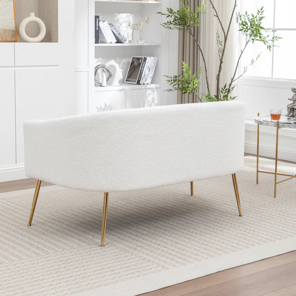 Upholstered Faux Fur Loveseat  Wooden Bazar