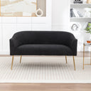 Upholstered Faux Fur Loveseat  Wooden Bazar