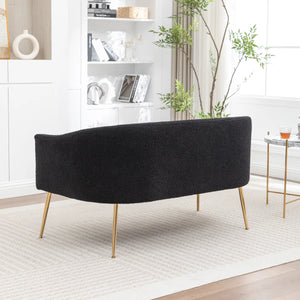 Upholstered Faux Fur Loveseat  Wooden Bazar
