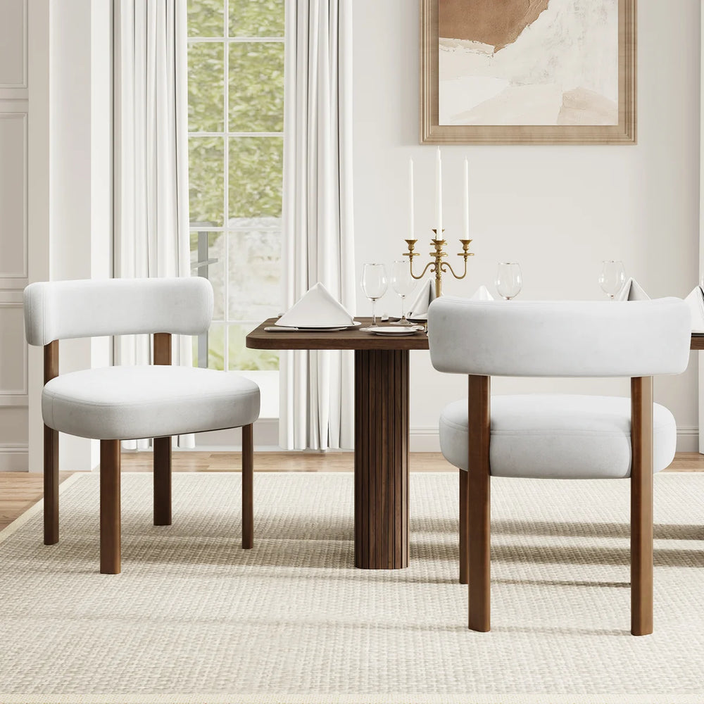 Upholstered Solid Wood Dining Chair Side Chair (Set of 2)  Wooden Bazar