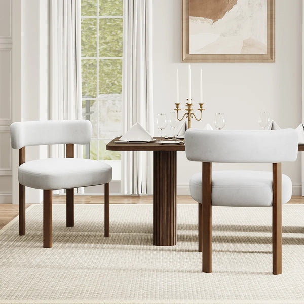 Upholstered Solid Wood Dining Chair Side Chair (Set of 2)  Wooden Bazar