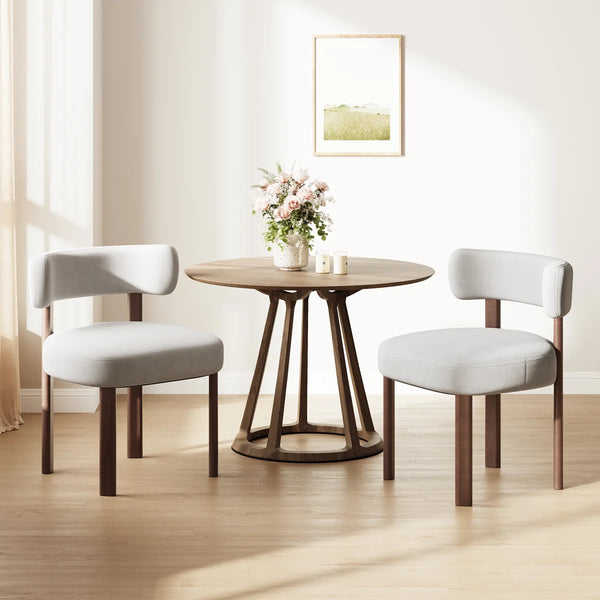 Upholstered Solid Wood Dining Chair Side Chair (Set of 2)  Wooden Bazar