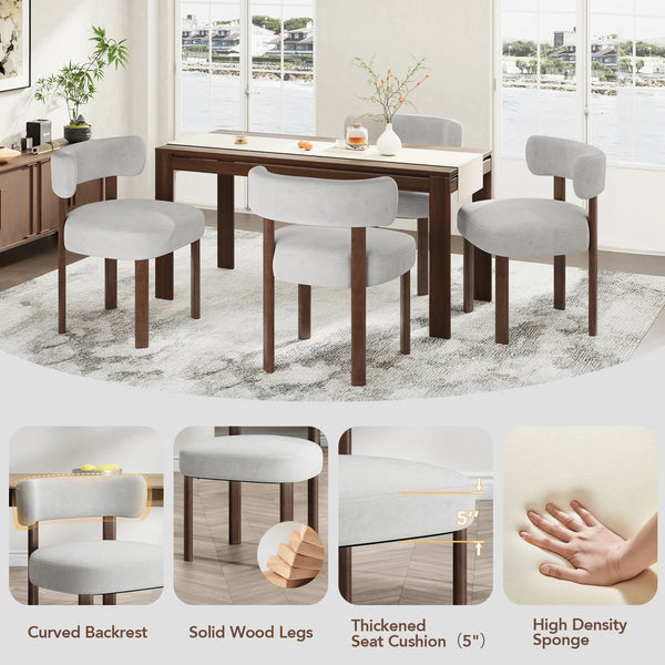 Upholstered Solid Wood Dining Chair Side Chair (Set of 2)  Wooden Bazar