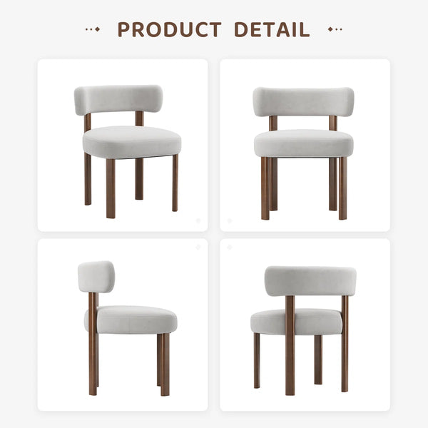 Upholstered Solid Wood Dining Chair Side Chair (Set of 2)  Wooden Bazar