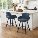 Upholstered Swivel Bar Stools with Metal Frame (Set of 2)  Wooden Bazar