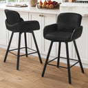 Upholstered Swivel Bar Stools with Metal Frame (Set of 2)  Wooden Bazar