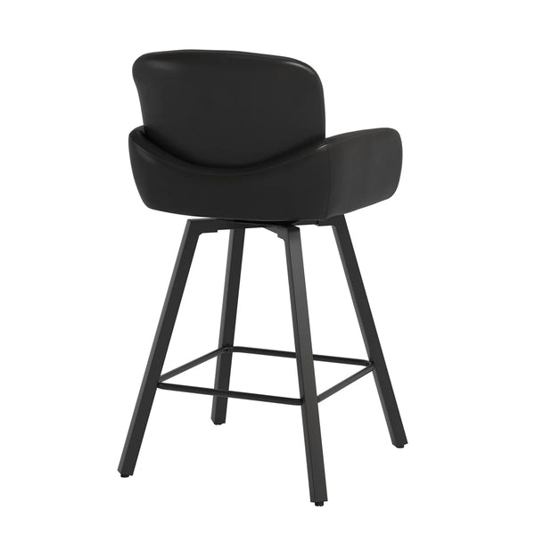 Upholstered Swivel Bar Stools with Metal Frame (Set of 2)  Wooden Bazar