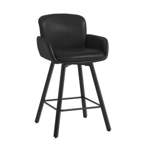 Upholstered Swivel Bar Stools with Metal Frame (Set of 2)  Wooden Bazar
