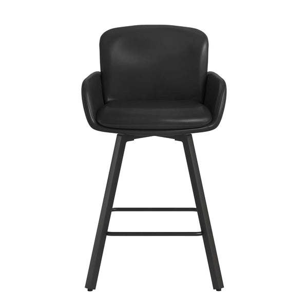 Upholstered Swivel Bar Stools with Metal Frame (Set of 2)  Wooden Bazar