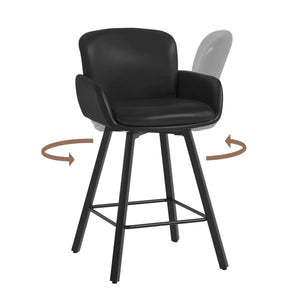 Upholstered Swivel Bar Stools with Metal Frame (Set of 2)  Wooden Bazar