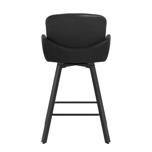 Upholstered Swivel Bar Stools with Metal Frame (Set of 2)  Wooden Bazar