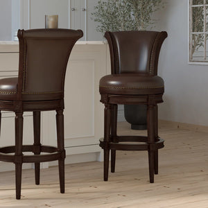 Upholstered Swivel Counter and Bar Stool  Wooden Bazar