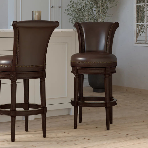 Upholstered Swivel Counter and Bar Stool  Wooden Bazar