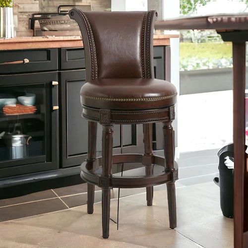 Upholstered Swivel Counter and Bar Stool  Wooden Bazar