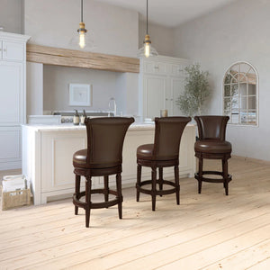 Upholstered Swivel Counter and Bar Stool  Wooden Bazar