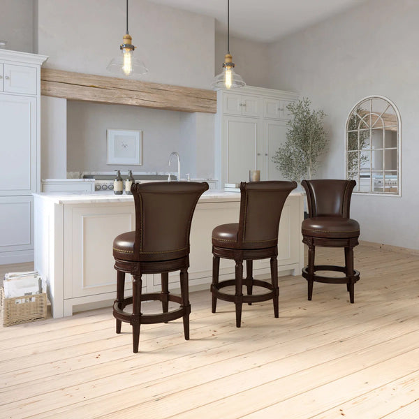 Upholstered Swivel Counter and Bar Stool  Wooden Bazar
