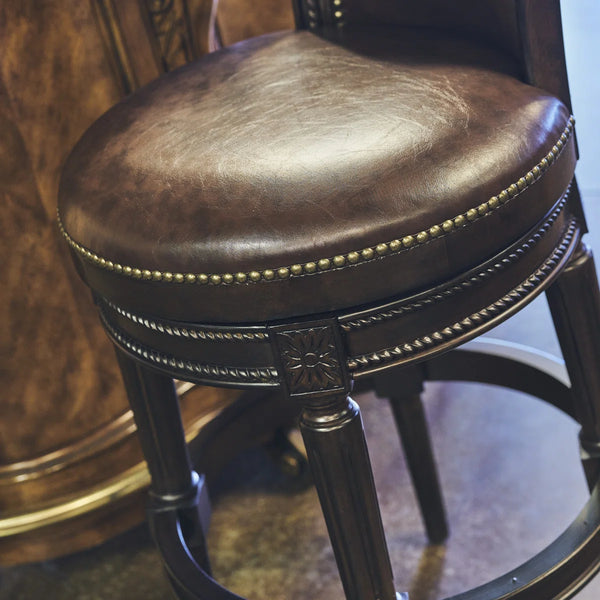 Upholstered Swivel Counter and Bar Stool  Wooden Bazar