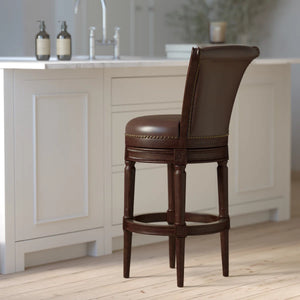 Upholstered Swivel Counter and Bar Stool  Wooden Bazar