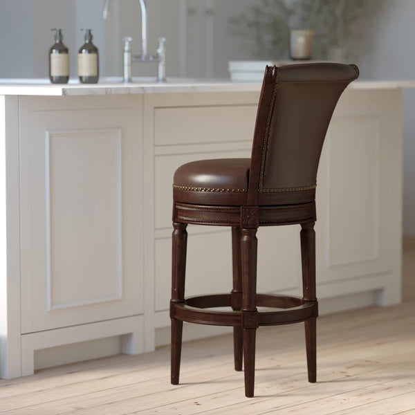 Upholstered Swivel Counter and Bar Stool  Wooden Bazar